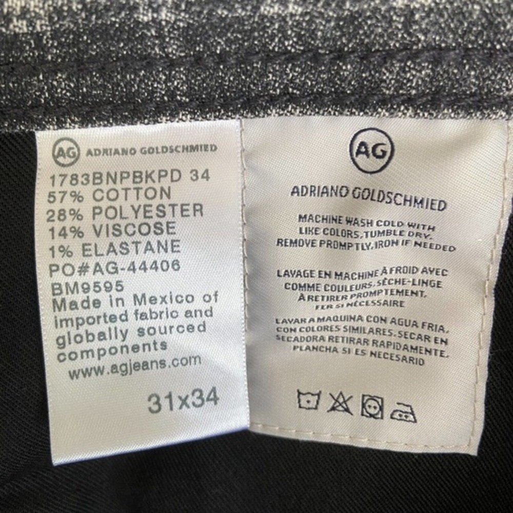 AG Adriano Goldschmied The Tellis Modern Slim Pants Men's Gray Plaid‎ 31X26 - Picture 7 of 8
